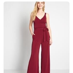 ModCloth Elegant Everywhere Jumpsuit Burgundy 1X